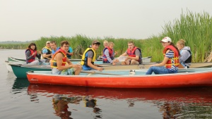 Teen staff and campers at Camp Wild Rose in Canada. 