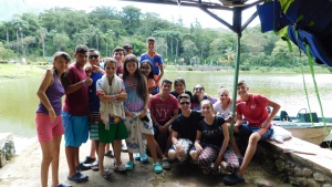 Campers and staff during boating activity at Columbia camp.