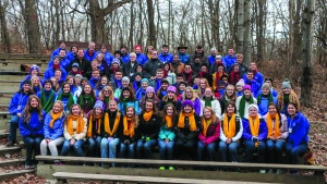 Campers and staff pose at Winter Camp in East Troy, Wisconsin. 