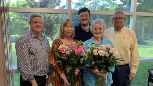 Peter Eddington and Victor Kubik with Janet Treadway, Tom Disher and Diane Bailey.