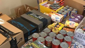 Shoeboxes full of meals to be donated to the Lebanon senior center.