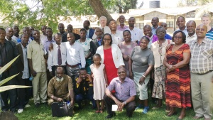 John Elliott with Church members in East Africa. 