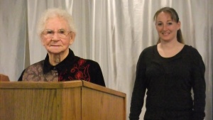 Woman speaking at the Women&#039;s Enrichment Weekend. 