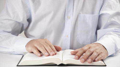 A Bible open on a table