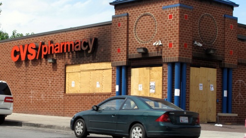 A looted CVS store in Baltimore.