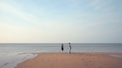 Children playing on the beach.