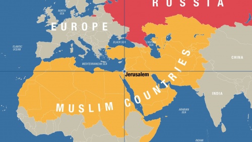 Map featuring Jerusalem at the center.