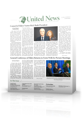 Tilted cover of July - August United News 2022