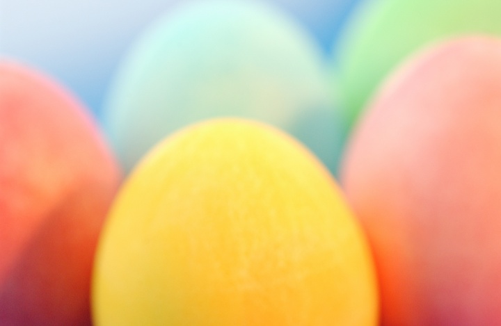 Upclose colored Easter eggs.