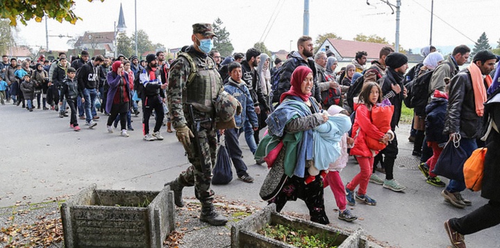 Refugees traveling to Germany.