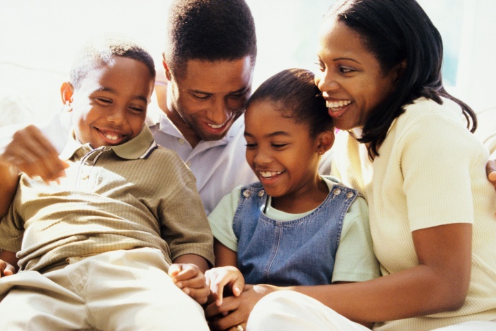 A young family together.