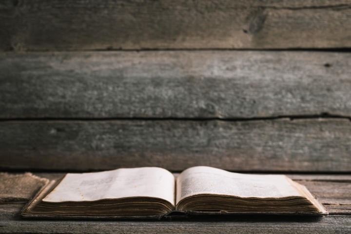 A Bible on a table.