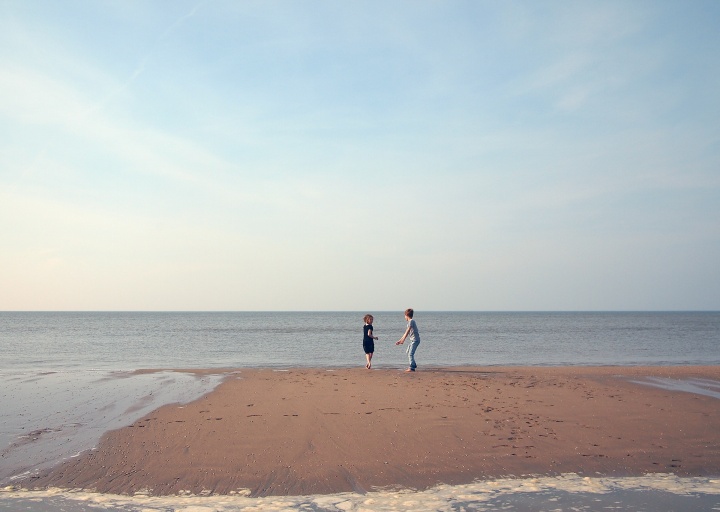 Children playing on the beach.