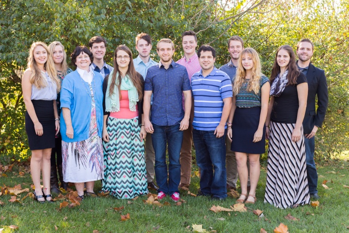 Back row: Stephanie Tomes, Jason Lovrien, Noah Boyd, Aaron Jennings, Alex Love and Chris Sylvester. Front row: Sonia Carlson, Joanie Nessa, Julia Weaner, Caleb Greene, Gabriel Lagos, Sarah Lucassen and Jennifer Iiams. 