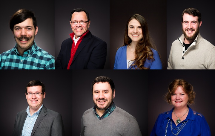 Seven new employees hired at the home office in Cincinnati. Right to left, top to bottom: Kurt Reeter, David Salek, Melanie Morris, Chaz Leathers, Josh Raudenbush, Matt Hernandez, and Kathe Myers.