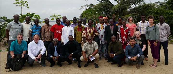 Group shot of the attendees of the leadership training conference in West Africa.