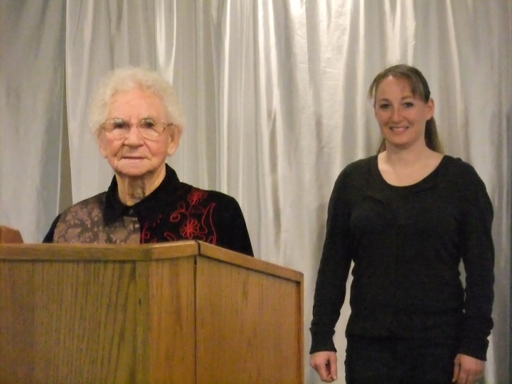 Woman speaking at the Women's Enrichment Weekend. 